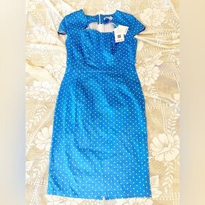 Grace Karin Bright Blue Polka Dot Midi Dress